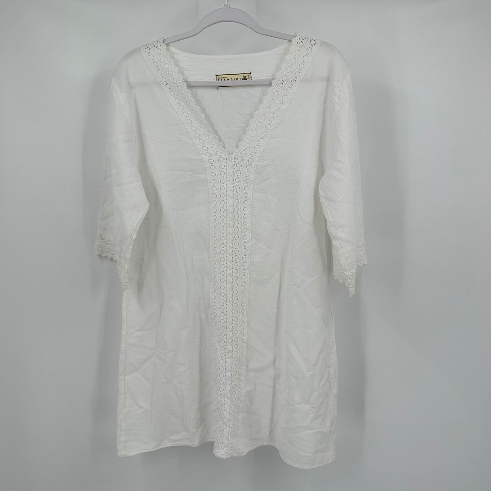 Womens Coastal Resort Wear Mini Dress Size S Peruvian Cotton Crochet Lace Gauzy